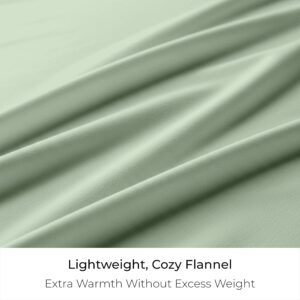 Mellanni Cotton Flannel Sheet Set | Double Brushed for Added Softness & Comfort - Deep Pocket Fitted Sheet up to 16" 4 Piece Set (Queen, Sage) - Image 5