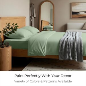Mellanni Cotton Flannel Sheet Set | Double Brushed for Added Softness & Comfort - Deep Pocket Fitted Sheet up to 16" 4 Piece Set (Queen, Sage) - Image 6