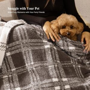 Knit Throw Blanket for Couch, Soft Cozy Fluffy Knitted Blanket for Sofa, Bed, Gift for Women Girls Home Decor (Dark Taupe, Throw 50x72) - Image 3