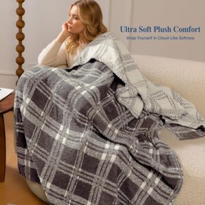 Knit Throw Blanket for Couch, Soft Cozy Fluffy Knitted Blanket for Sofa, Bed, Gift for Women Girls Home Decor (Dark Taupe, Throw 50x72) - Image 5