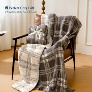 Knit Throw Blanket for Couch, Soft Cozy Fluffy Knitted Blanket for Sofa, Bed, Gift for Women Girls Home Decor (Dark Taupe, Throw 50x72) - Image 8