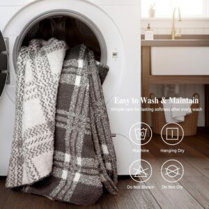 Knit Throw Blanket for Couch, Soft Cozy Fluffy Knitted Blanket for Sofa, Bed, Gift for Women Girls Home Decor (Dark Taupe, Throw 50x72) - Image 9