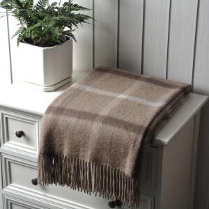 EP Mode 100% Pure Cashmere Throw Blanket for Sofa, Neutral Windowpane | Classic Fringe Design, Buttery-Soft Touch, Year-Round Comfort, Gift-Ready Luxury - Image 5