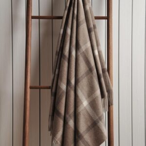 EP Mode 100% Pure Cashmere Throw Blanket for Sofa, Neutral Windowpane | Classic Fringe Design, Buttery-Soft Touch, Year-Round Comfort, Gift-Ready Luxury - Image 6