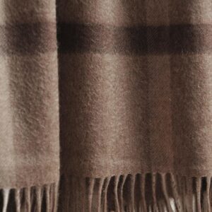 EP Mode 100% Pure Cashmere Throw Blanket for Sofa, Neutral Windowpane | Classic Fringe Design, Buttery-Soft Touch, Year-Round Comfort, Gift-Ready Luxury - Image 9