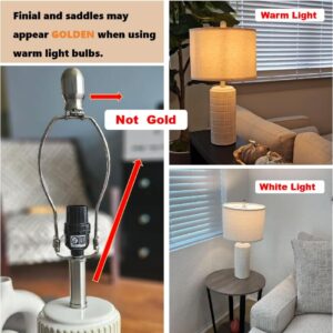 PoKat 23" Modern Ceramic Table Lamp Set of 2 for Living Room Bedroom, White | Nightstand Lamps for Bedside, farmhouse end table & desk light, ideal housewarming gift, new home decor for women mom - Image 2