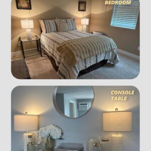 PoKat 23" Modern Ceramic Table Lamp Set of 2 for Living Room Bedroom, White | Nightstand Lamps for Bedside, farmhouse end table & desk light, ideal housewarming gift, new home decor for women mom - Image 3