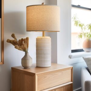 PoKat 23" Modern Ceramic Table Lamp Set of 2 for Living Room Bedroom, White | Nightstand Lamps for Bedside, farmhouse end table & desk light, ideal housewarming gift, new home decor for women mom - Image 6