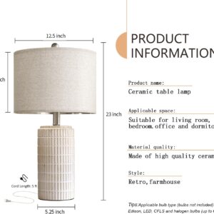 PoKat 23" Modern Ceramic Table Lamp Set of 2 for Living Room Bedroom, White | Nightstand Lamps for Bedside, farmhouse end table & desk light, ideal housewarming gift, new home decor for women mom - Image 8