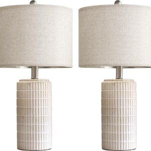 PoKat 23" Modern Ceramic Table Lamp Set of 2 for Living Room Bedroom, White | Nightstand Lamps for Bedside, farmhouse end table & desk light, ideal housewarming gift, new home decor for women mom - Image 9
