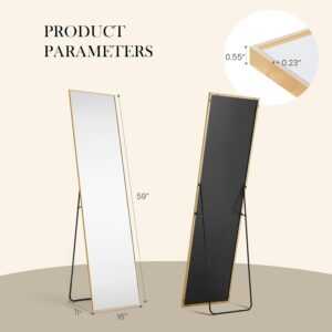 NEWBULIG Full Length Floor Mirror, Body Standing Wall Mirror | Hanging or Leaning, Shatter-Proof Glass, Aluminum Alloy Frame with Stand, Home Decor Bedroom, Gold - Image 2