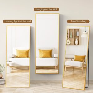 NEWBULIG Full Length Floor Mirror, Body Standing Wall Mirror | Hanging or Leaning, Shatter-Proof Glass, Aluminum Alloy Frame with Stand, Home Decor Bedroom, Gold - Image 5