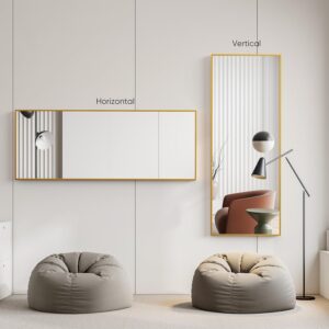 NEWBULIG Full Length Floor Mirror, Body Standing Wall Mirror | Hanging or Leaning, Shatter-Proof Glass, Aluminum Alloy Frame with Stand, Home Decor Bedroom, Gold - Image 6