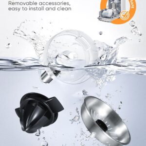 Electric Orange Juicer, Citrus Juicer Squeezer with 2 Interchangeable Cones, 160W Electric Juicer Machine with Stainless Steel Body & Transparent Juice Collector for Lime Grapefruit Lemon - Image 7