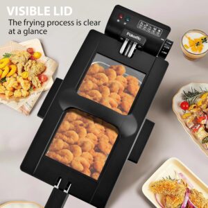 Pukomc Deep Fryer 3L Capacity,1500W Oil Fryer with Adjustable Temperature | Viewing Window,Detachable Frying Basket,cool-touch handles,Made of Stainless Steel Material and Easy to Clean,266F to 374F - Image 6