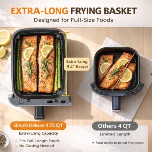 Simple Deluxe 9.5-Qt Dual Basket Air Fryer, 10-in-1 Digital Preset 1700W Airfryer, Sync Cook, Independent Temp Control, Shake Reminder, Nonstick Basket, Black - Image 5