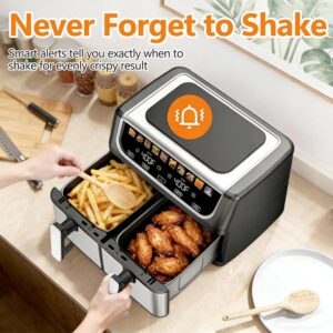 Simple Deluxe 9.5-Qt Dual Basket Air Fryer, 10-in-1 Digital Preset 1700W Airfryer, Sync Cook, Independent Temp Control, Shake Reminder, Nonstick Basket, Black - Image 9