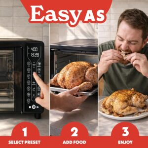 Gourmia French Door Air Fryer Toaster Oven – 6-Slice Capacity, FryForce 360°, Digital Display with 17 Cooking Presets, Black - Image 7