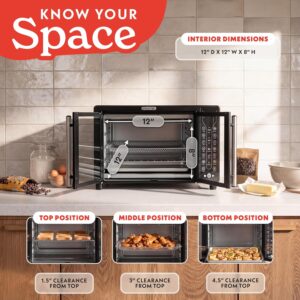 Gourmia French Door Air Fryer Toaster Oven – 6-Slice Capacity, FryForce 360°, Digital Display with 17 Cooking Presets, Black - Image 9
