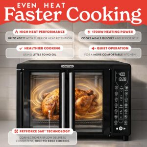 Gourmia French Door Air Fryer Toaster Oven – 6-Slice Capacity, FryForce 360°, Digital Display with 17 Cooking Presets, Black - Image 10
