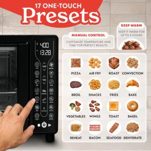 Gourmia French Door Air Fryer Toaster Oven – 6-Slice Capacity, FryForce 360°, Digital Display with 17 Cooking Presets, Black - Image 11