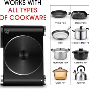CUSIMAX Electric Burner Hot Plate for Cooking Cast Iron Single Stove, 1500W | Portable Burner with Adjustable Temperature, Works with All Cookware, Non-Slip Rubber Feet, Stainless Steel Easy Cleanup - Image 6