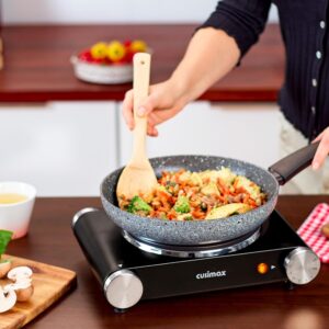 CUSIMAX Electric Burner Hot Plate for Cooking Cast Iron Single Stove, 1500W | Portable Burner with Adjustable Temperature, Works with All Cookware, Non-Slip Rubber Feet, Stainless Steel Easy Cleanup - Image 8