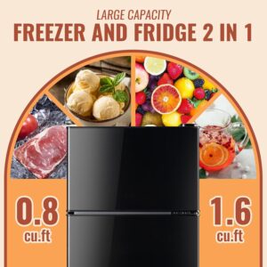 Mini Fridge with Double Doors Small Refrigerator with Separate Freezer & 7 Adjustable Temperature Control, Tiny Size & Personal Fridge Ideal for Office Apartment Dorm Black - Image 4