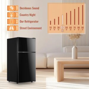 Mini Fridge with Double Doors Small Refrigerator with Separate Freezer & 7 Adjustable Temperature Control, Tiny Size & Personal Fridge Ideal for Office Apartment Dorm Black - Image 8
