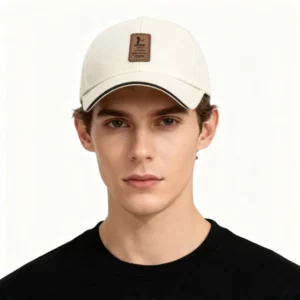 Khaki Vintage Fabric Label Baseball Cap for Men, Trendy and Versatile, Sunshade Duckbill Hat, Casual Soft Top, Flattering for Fa - Image 8