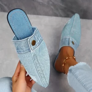 Women Slippers Comfortable Versatile Slippers Women Denim Round Toe Flat 2025 New Beach Sandals Slides Women Zapatos De Mujer - Image 2