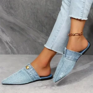 Women Slippers Comfortable Versatile Slippers Women Denim Round Toe Flat 2025 New Beach Sandals Slides Women Zapatos De Mujer - Image 3