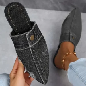 Women Slippers Comfortable Versatile Slippers Women Denim Round Toe Flat 2025 New Beach Sandals Slides Women Zapatos De Mujer - Image 4