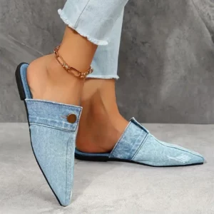 Women Slippers Comfortable Versatile Slippers Women Denim Round Toe Flat 2025 New Beach Sandals Slides Women Zapatos De Mujer - Image 5