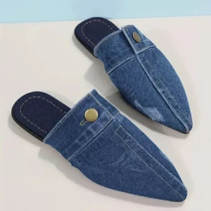 Women Slippers Comfortable Versatile Slippers Women Denim Round Toe Flat 2025 New Beach Sandals Slides Women Zapatos De Mujer - Image 6