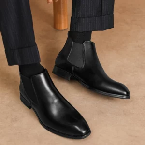 New Winter Men's Genuine Leather Luxury Chelsea Boots, Men's Outdoor Warm Boots, Men's Classic Chelsea Shoes. - Image 4