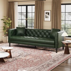 Garvee 81'' Leather Couch for Living Room,Chesterfield Couch, Green | Mid Century PU Leather Sofa with Plush Backrest & Deep Seat, Chesterfield 3 Seat Couch, Simple Assembly - Image 7