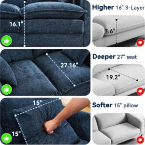 Loveseat Sofa Couch, Small Mini Compact 50" Love Seat 27" Deep Cloud Sofa Seat Washable Chenille Pillow for Apartment Bedroom Dorm Attic Studio Office Living Room Small Space 50-Blue - Image 4
