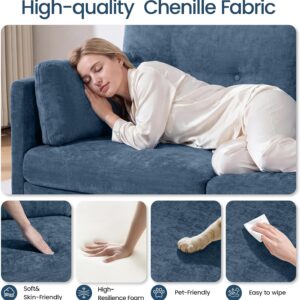 72" Loveseat Sofa Couches for Living Room, Blue Chenille 2-Seater Couch | Modern Comfy Deep Seat Love Seat for Small Spaces Apartment Bedroom Office - Image 3