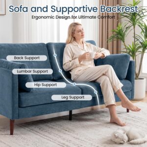 72" Loveseat Sofa Couches for Living Room, Blue Chenille 2-Seater Couch | Modern Comfy Deep Seat Love Seat for Small Spaces Apartment Bedroom Office - Image 6