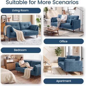 72" Loveseat Sofa Couches for Living Room, Blue Chenille 2-Seater Couch | Modern Comfy Deep Seat Love Seat for Small Spaces Apartment Bedroom Office - Image 8