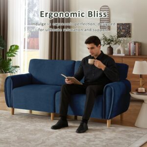 76" Sofa Couch for Living Room,Small Modern Loveseat,Chenille Loveseat Sofa for Bedroom,Office and Small Space.（Blue） - Image 3