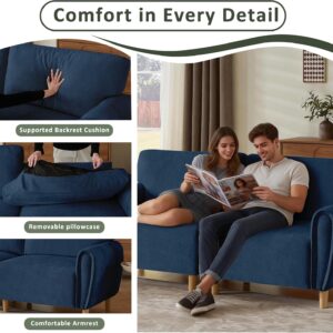 76" Sofa Couch for Living Room,Small Modern Loveseat,Chenille Loveseat Sofa for Bedroom,Office and Small Space.（Blue） - Image 5