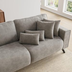 85" Loveseat Sofa, Chenille Couch with Deep Seat, Light Grey | Clean-look modern couch with 4 pillows, hidden side pockets, easy assembly for living rooms, apartments, and offices - Image 7