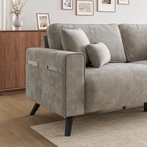 85" Loveseat Sofa, Chenille Couch with Deep Seat, Light Grey | Clean-look modern couch with 4 pillows, hidden side pockets, easy assembly for living rooms, apartments, and offices - Image 8