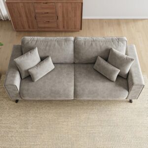 85" Loveseat Sofa, Chenille Couch with Deep Seat, Light Grey | Clean-look modern couch with 4 pillows, hidden side pockets, easy assembly for living rooms, apartments, and offices - Image 9