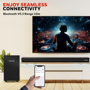 Honeywell Trueno U3000 160W Soundbar with Subwoofer, 2.1 Channel Sound, 57.15 mm*4 Drivers, Bluetooth V5.0+EDR,with Remote,EQ Mode,5 Play Modes-BT,Aux,USB,Optical & HDMI-2Years WARRANTY - Image 4