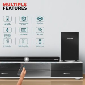 Honeywell Trueno U3000 160W Soundbar with Subwoofer, 2.1 Channel Sound, 57.15 mm*4 Drivers, Bluetooth V5.0+EDR,with Remote,EQ Mode,5 Play Modes-BT,Aux,USB,Optical & HDMI-2Years WARRANTY - Image 8