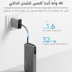 CUKTECH CP25 Power Bank, 20000mAh 55W Portable Travel Charger Built-in USB C Cable, Fast Charging Battery Pack for Xiaomi, Redmi, iPhone, Samsung, Honor, Poco, Switch etc (Grey) - Image 4