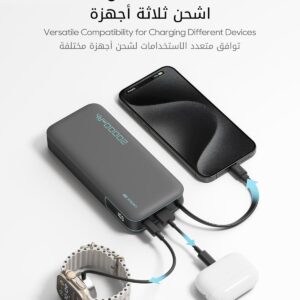 CUKTECH CP25 Power Bank, 20000mAh 55W Portable Travel Charger Built-in USB C Cable, Fast Charging Battery Pack for Xiaomi, Redmi, iPhone, Samsung, Honor, Poco, Switch etc (Grey) - Image 6